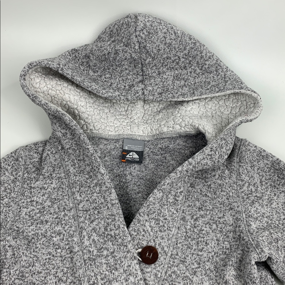 Nike ACG Heather Gray Fleece pullover hooded Jacket sweatshirt Size Small pocket - Picture 4 of 13